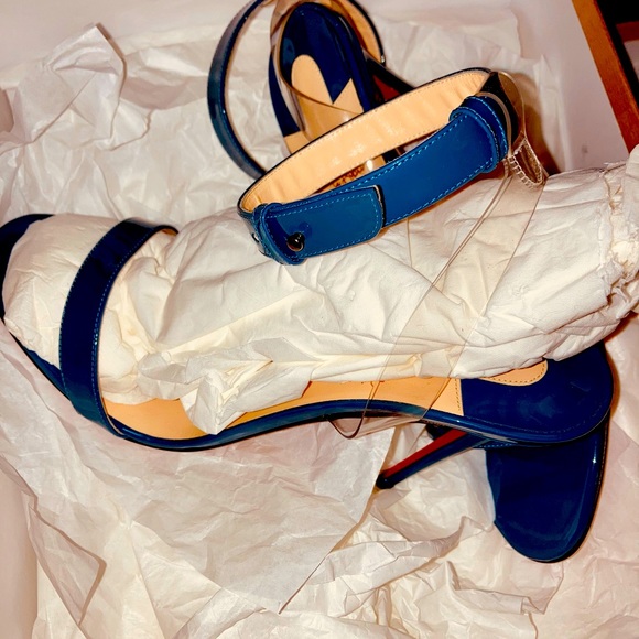 Amazing blue patent Jonathan 100 mm sandals - Picture 10 of 13